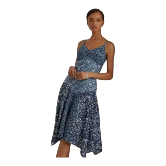 Lauren Ralph Lauren Patchwork Print Linen Sleeveless Dress - 16 - Like New - Picture 1 of 10